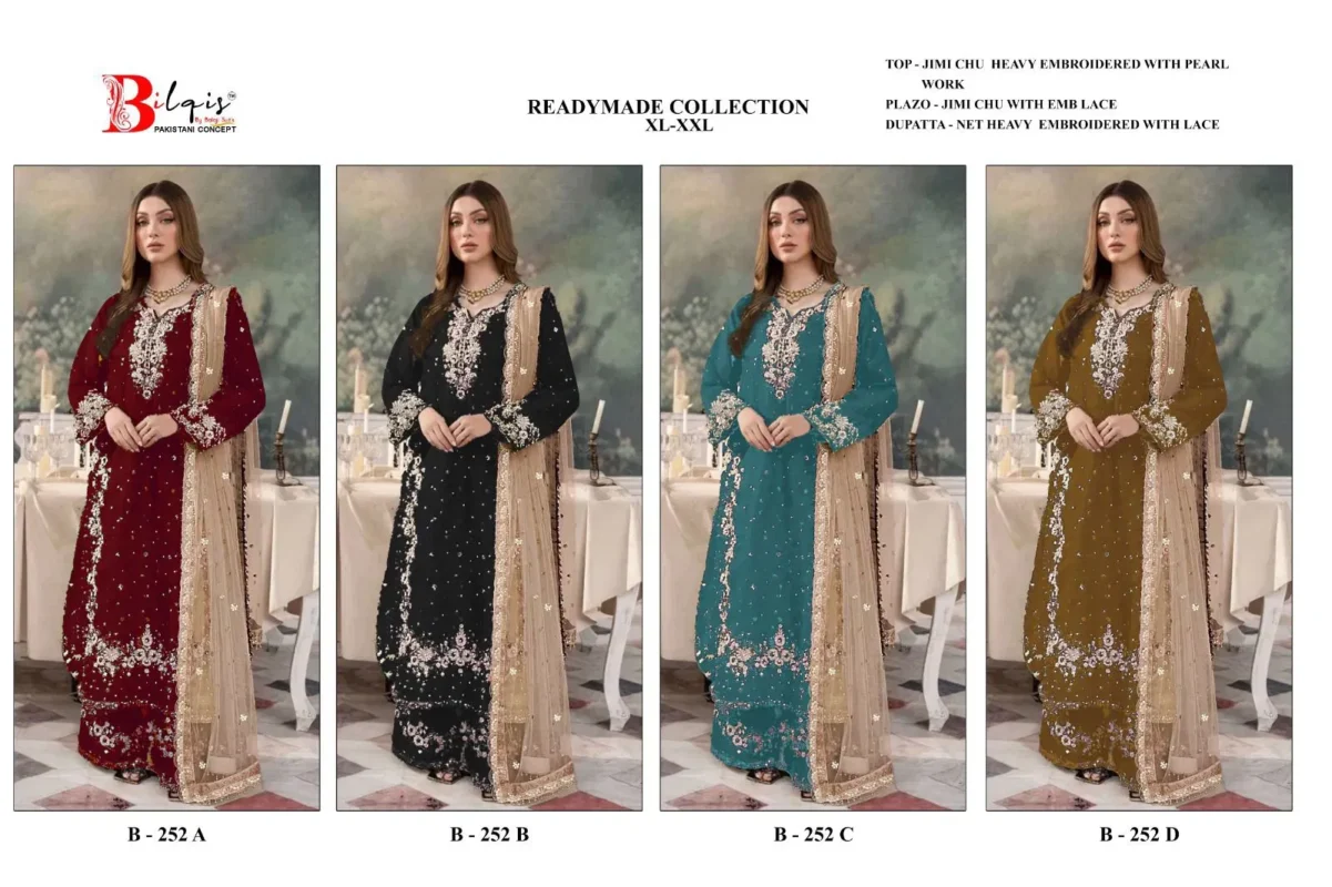 Buy Bilqis B 252 A To D Readymade Jimmy Choo Embroidered Pakistani Suits Collection Wholesale 2026