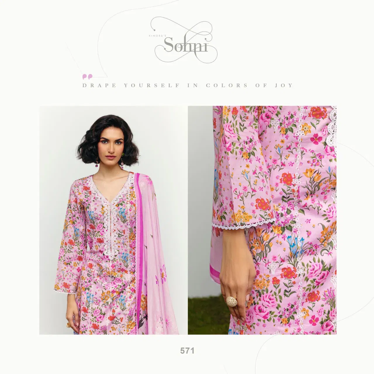 Beautiful Kimora Sohni Mehraab Lawn Cotton Digital Print With Work Salwar Kameez Collection Wholesale 2026