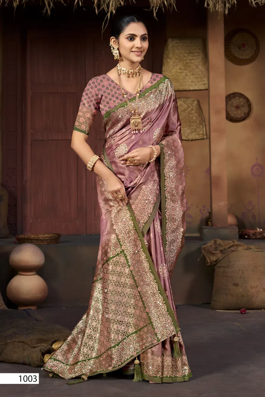 Latest Saroj Sandalwood Satin Saroski Vol 1 Rich Pallu Silk Saree Collection Wholesale 2026