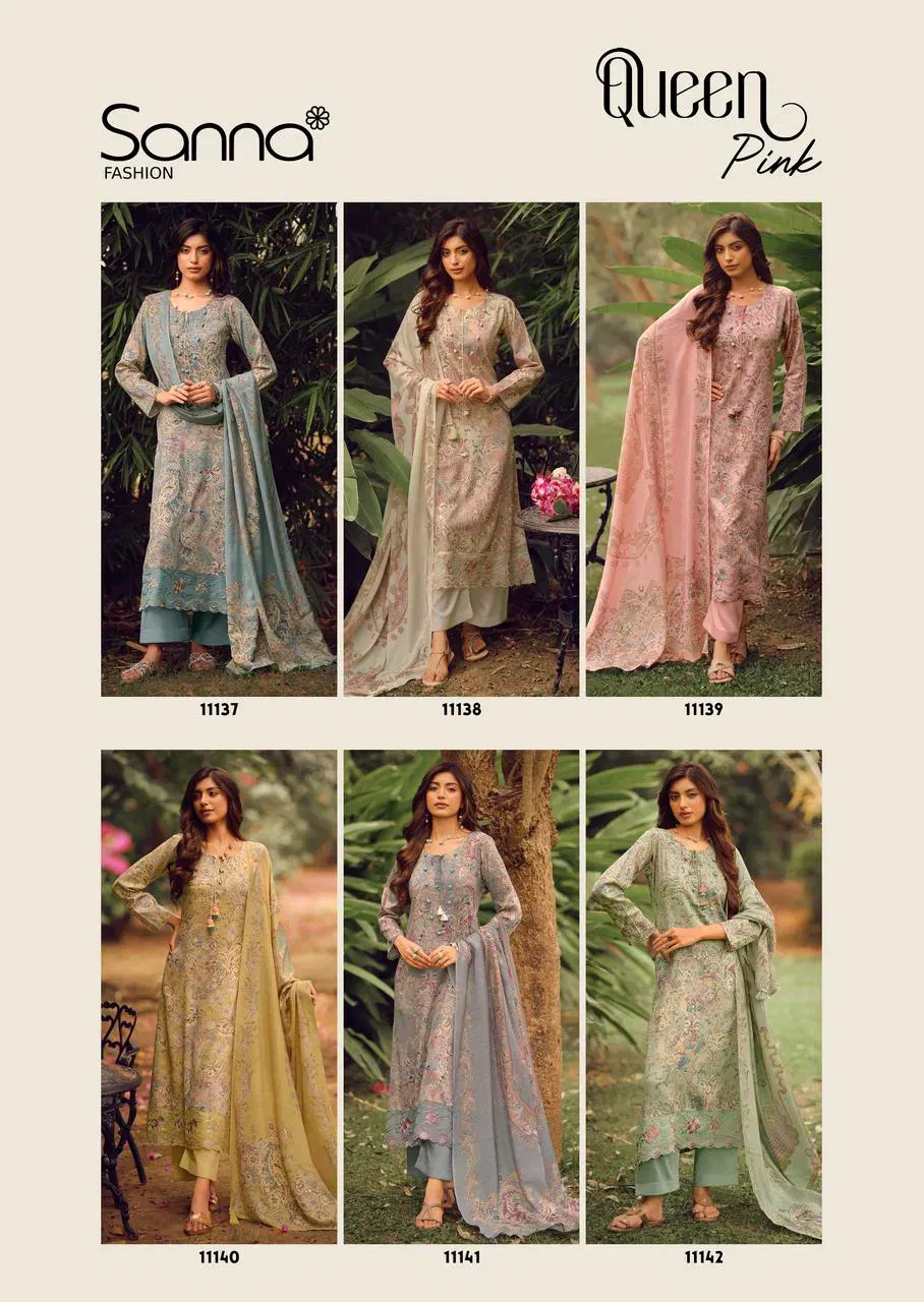 Latest Sanna Queen Pink Jam Cotton Digital Print Embroidery Work Salwar Kameez Collection Wholesale 2026