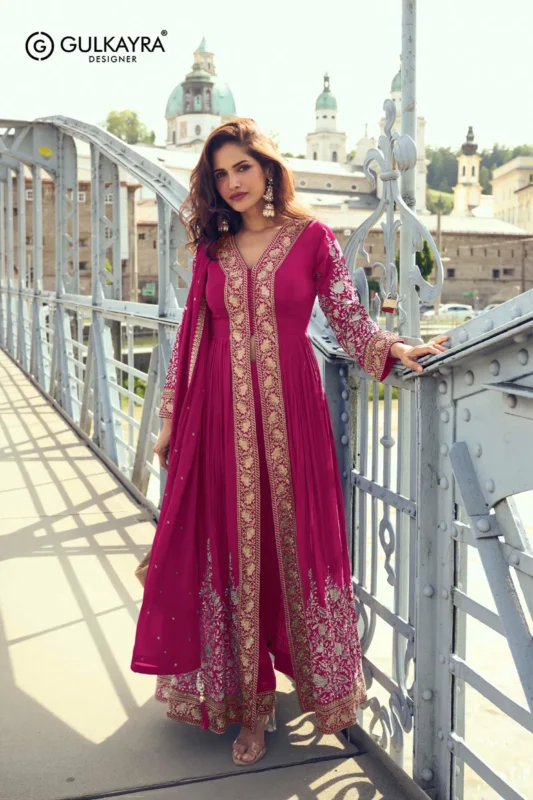 Beautiful Gulkayra Meera Chinon With Embroidery Work Top Bottom And Dupatta Collection Wholesale 2026