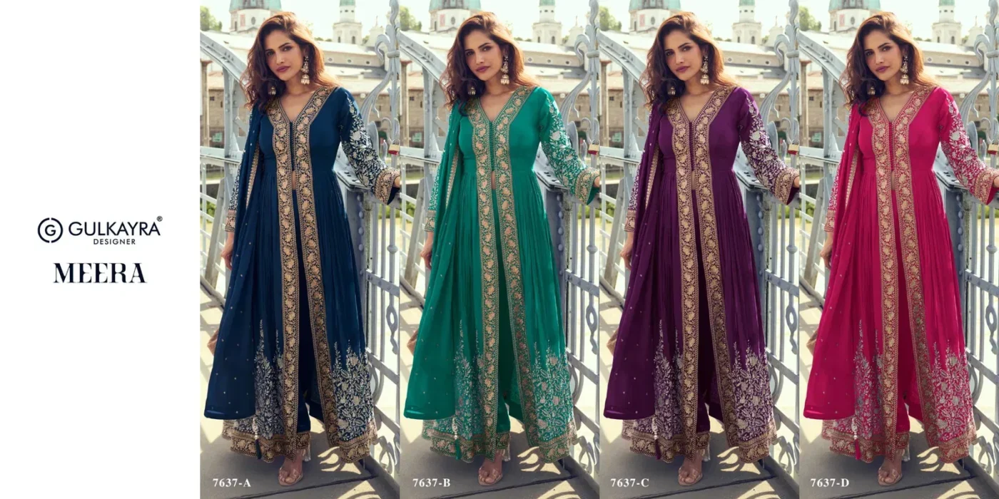 Beautiful Gulkayra Meera Chinon With Embroidery Work Top Bottom And Dupatta Collection Wholesale 2026