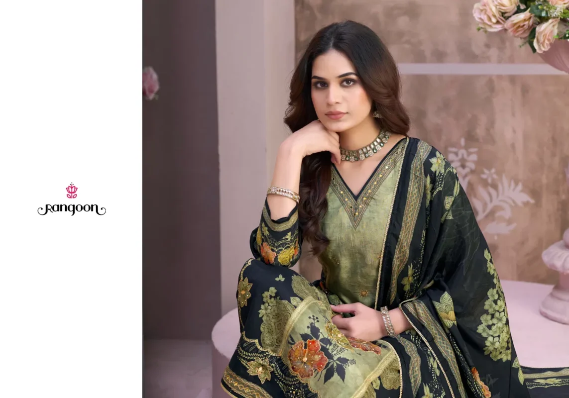 Launching Rangoon Nagma Muslin With Digital Print Work Top Bottom And Dupatta Collection Wholesale 2026