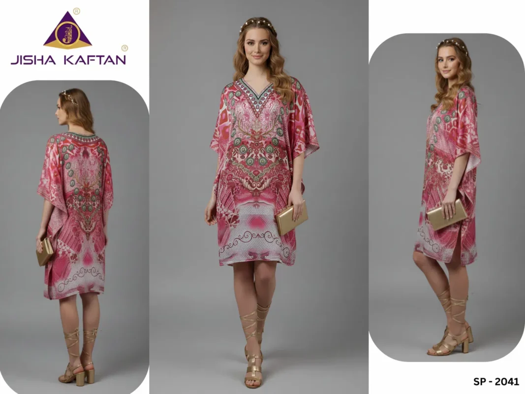 Launching Jisha Kaftan Silk Poncho Vol 6 Feather Silk Digital Printed Kaftans Collection Wholesale 2026