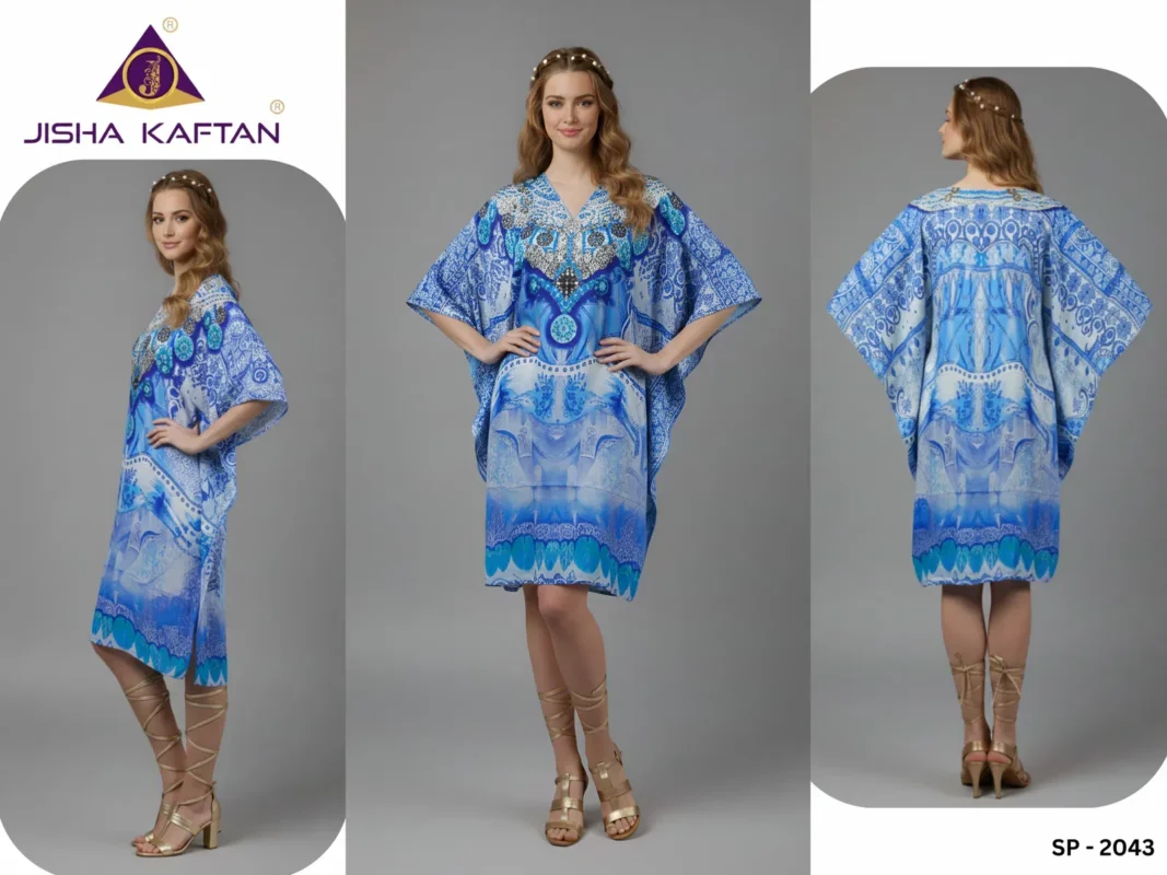 Launching Jisha Kaftan Silk Poncho Vol 6 Feather Silk Digital Printed Kaftans Collection Wholesale 2026