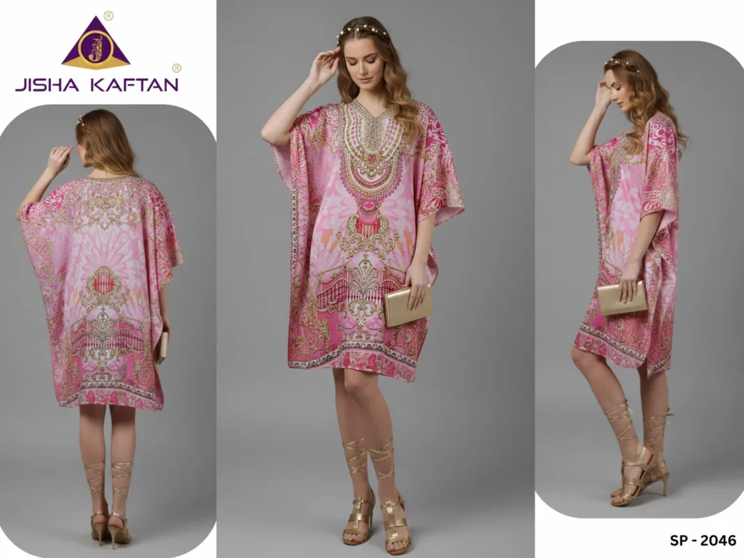 Launching Jisha Kaftan Silk Poncho Vol 6 Feather Silk Digital Printed Kaftans Collection Wholesale 2026