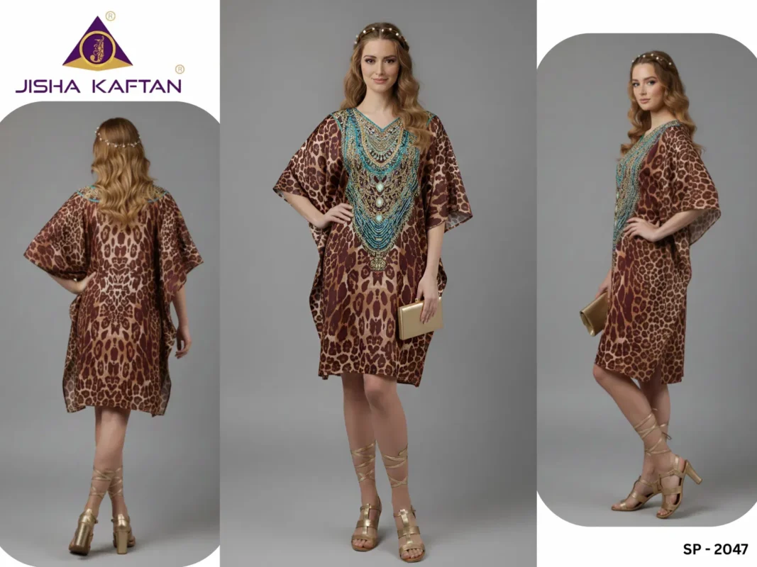 Launching Jisha Kaftan Silk Poncho Vol 6 Feather Silk Digital Printed Kaftans Collection Wholesale 2026