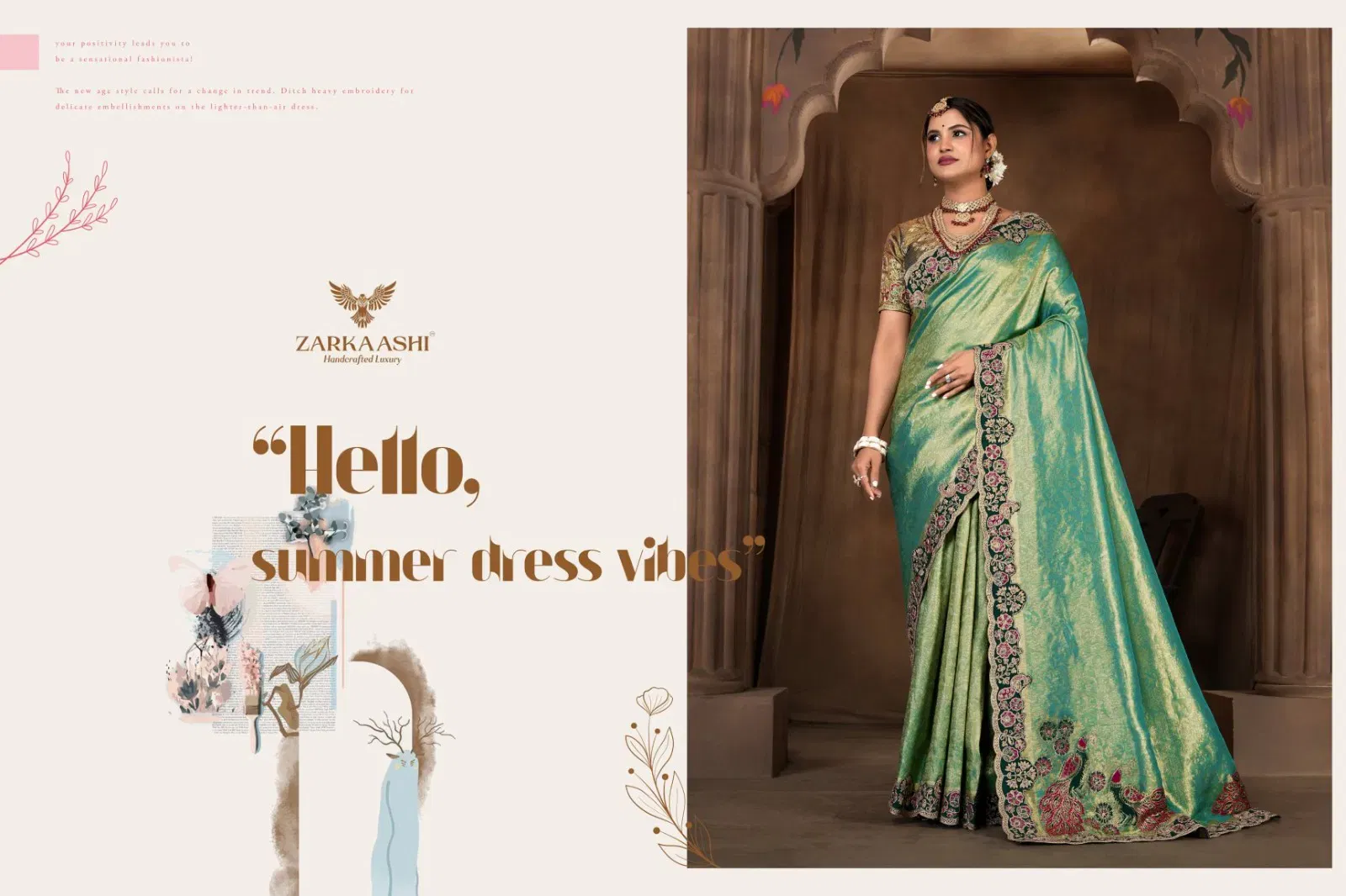 Beautiful Zarkaashi Morpankh Nylone Tissue Traditional Wear Saree Collection Wholesale 2026