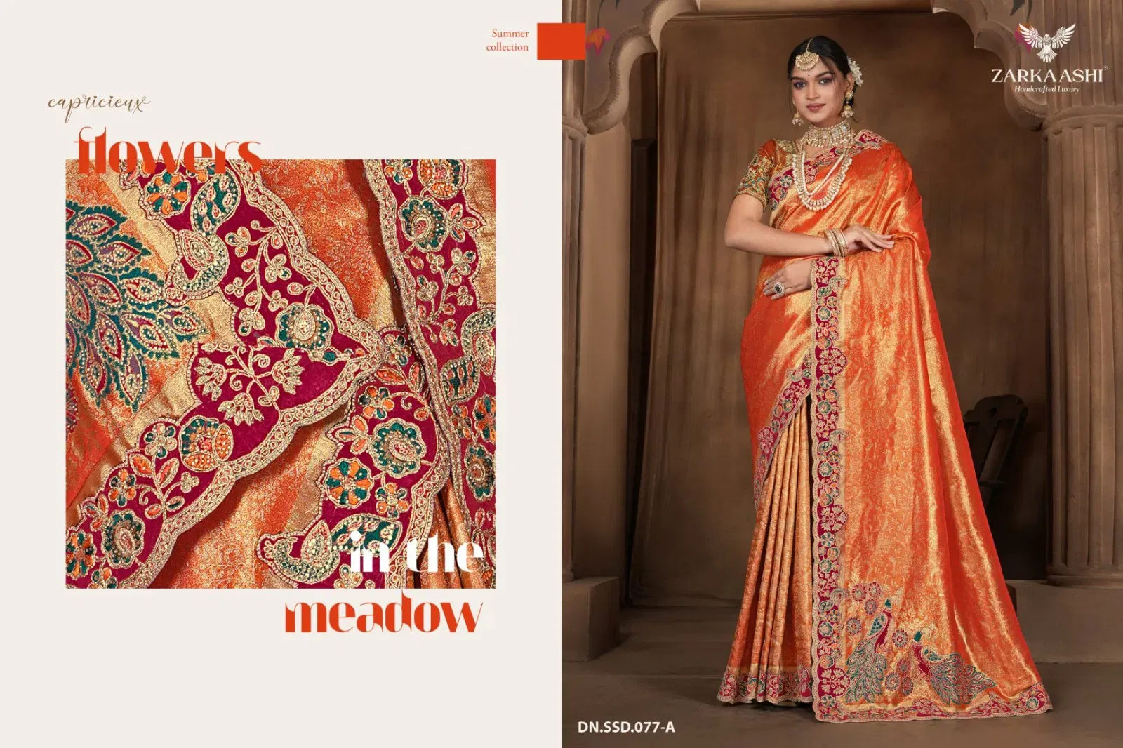 Beautiful Zarkaashi Morpankh Nylone Tissue Traditional Wear Saree Collection Wholesale 2026