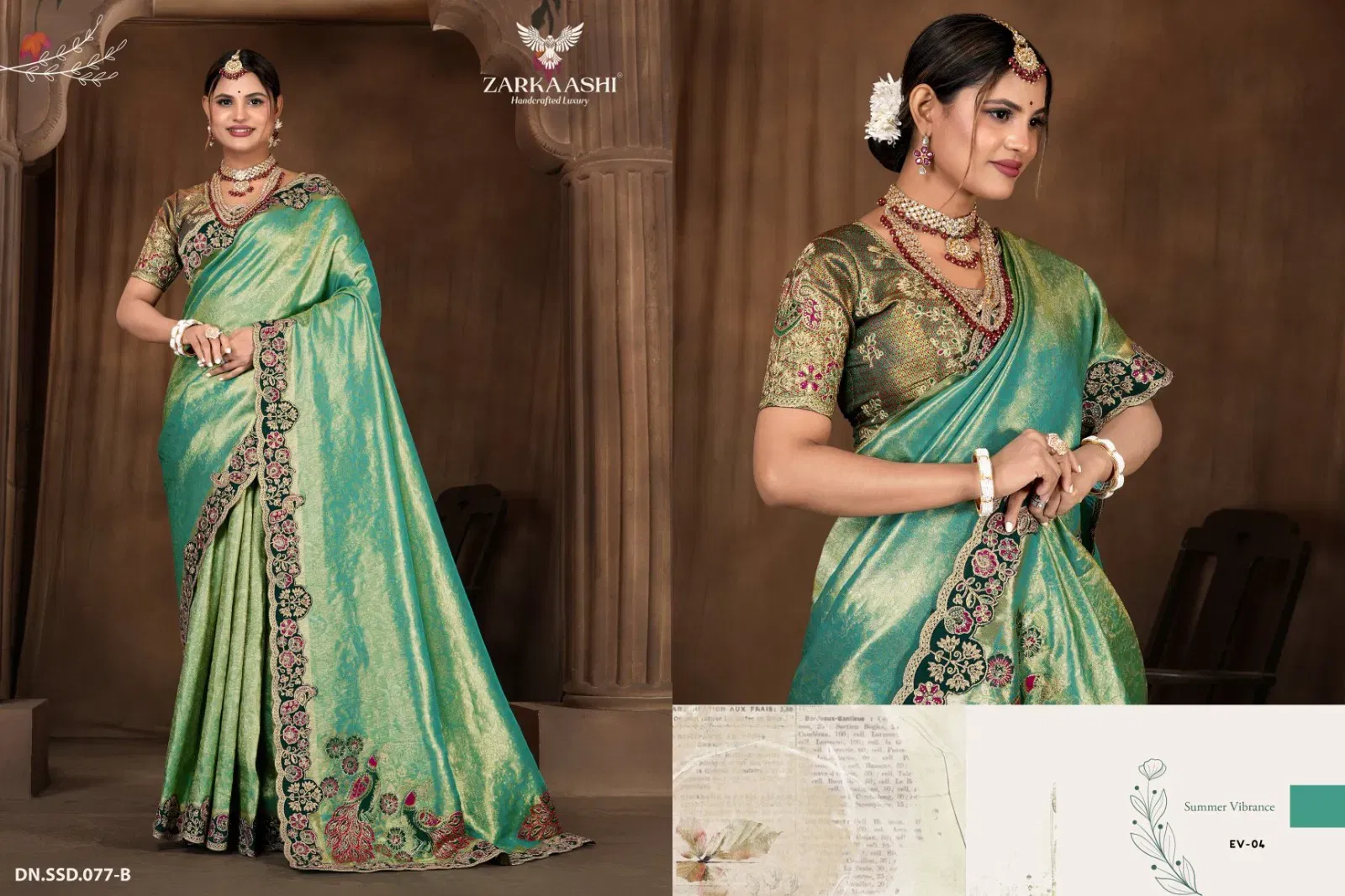 Beautiful Zarkaashi Morpankh Nylone Tissue Traditional Wear Saree Collection Wholesale 2026