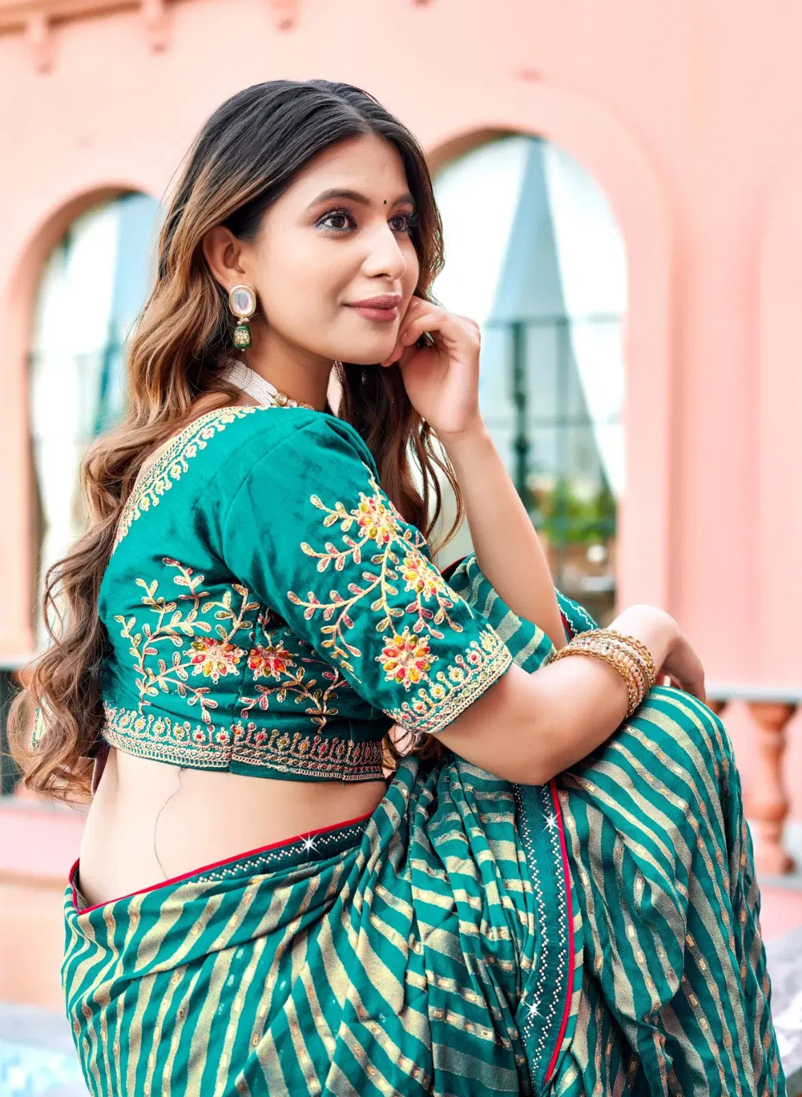 Buy Kashvi Saraswati Dull Moss Brasso With Work Saree Collection Wholesale 2026