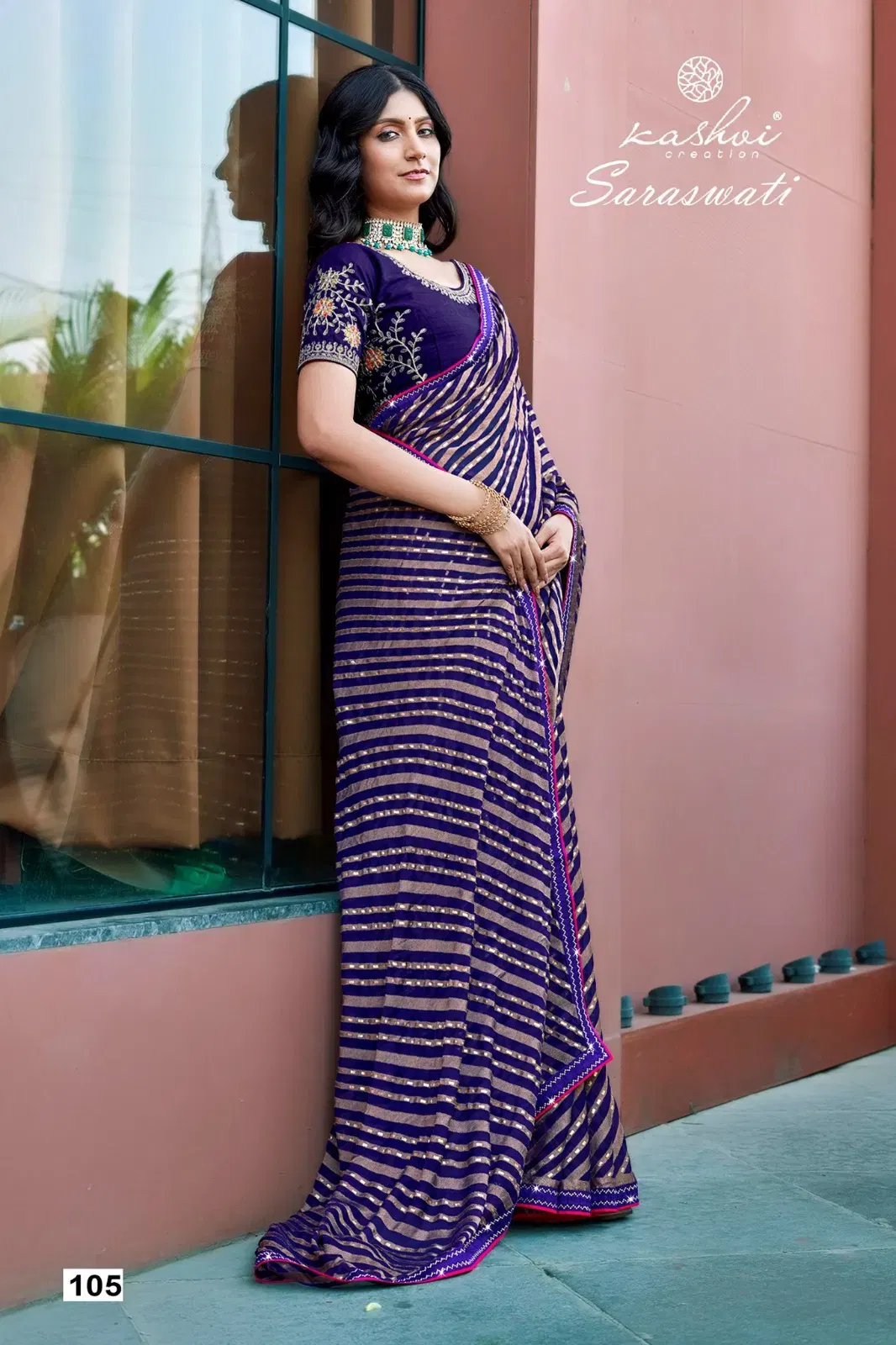 Buy Kashvi Saraswati Dull Moss Brasso With Work Saree Collection Wholesale 2026