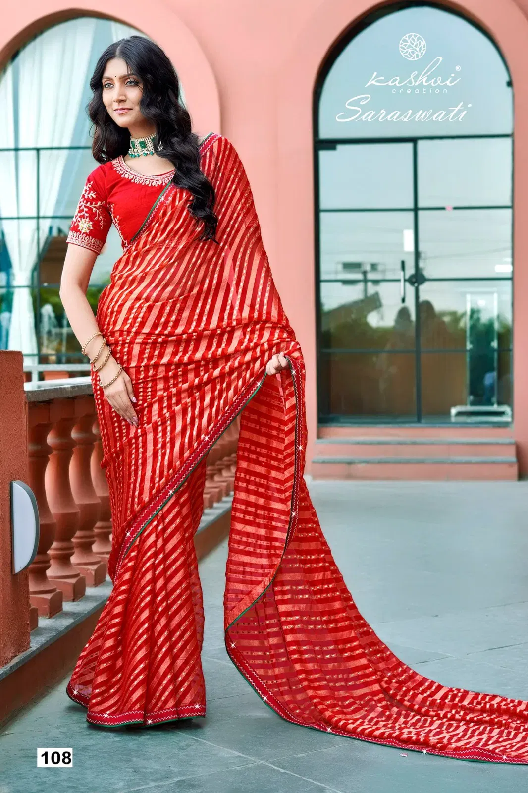 Buy Kashvi Saraswati Dull Moss Brasso With Work Saree Collection Wholesale 2026
