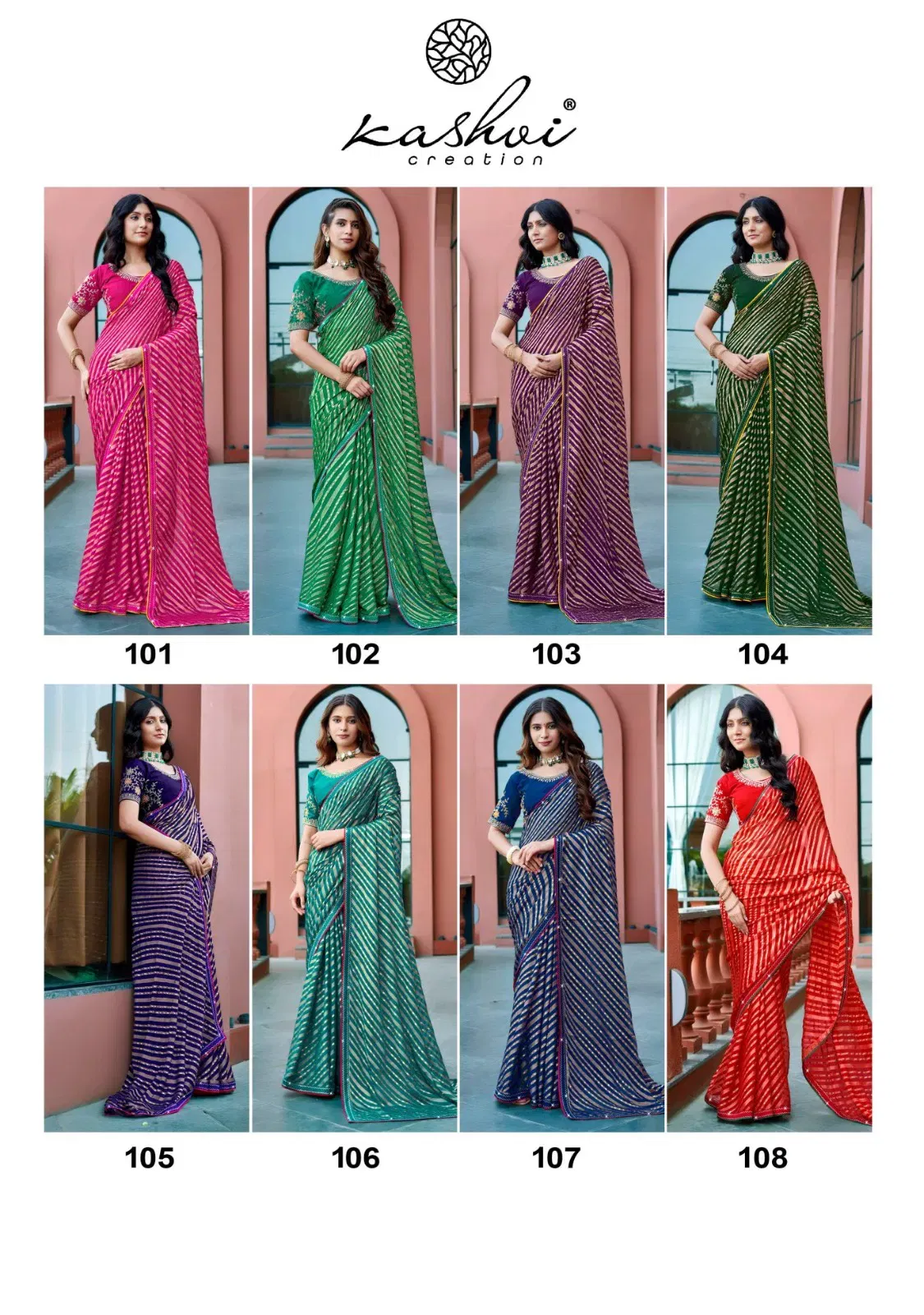 Buy Kashvi Saraswati Dull Moss Brasso With Work Saree Collection Wholesale 2026