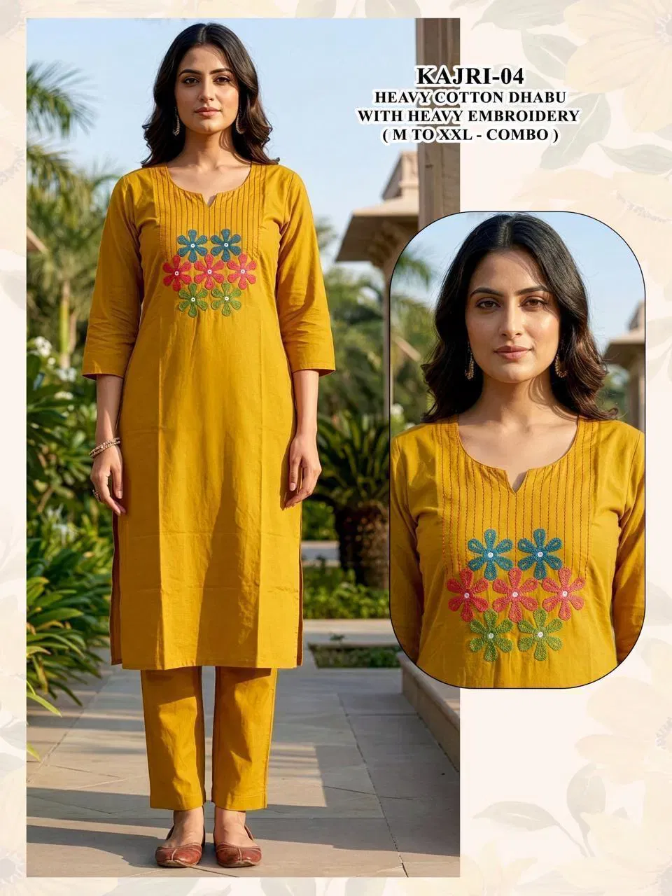 Beautiful Kajri Vol 1 Dhabu Cotton Embroidery Kurti And Bottom Collection Wholesale 2026