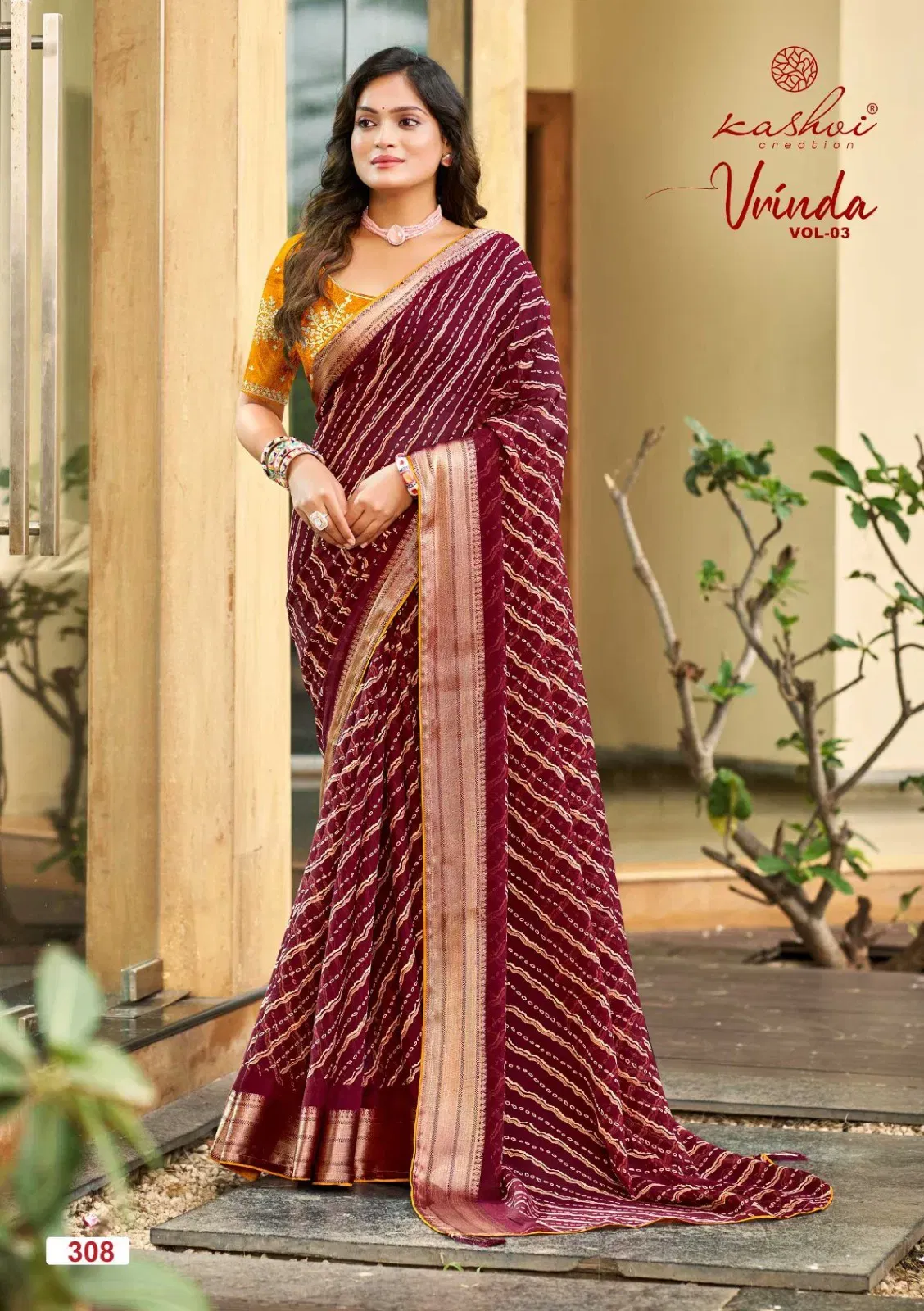 Buy Kashvi Vrinda Vol 3 Marshmello With Zari Border Saree Collection Wholesale 2026