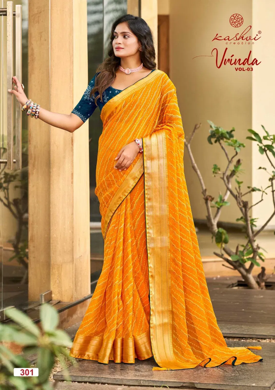 Buy Kashvi Vrinda Vol 3 Marshmello With Zari Border Saree Collection Wholesale 2026