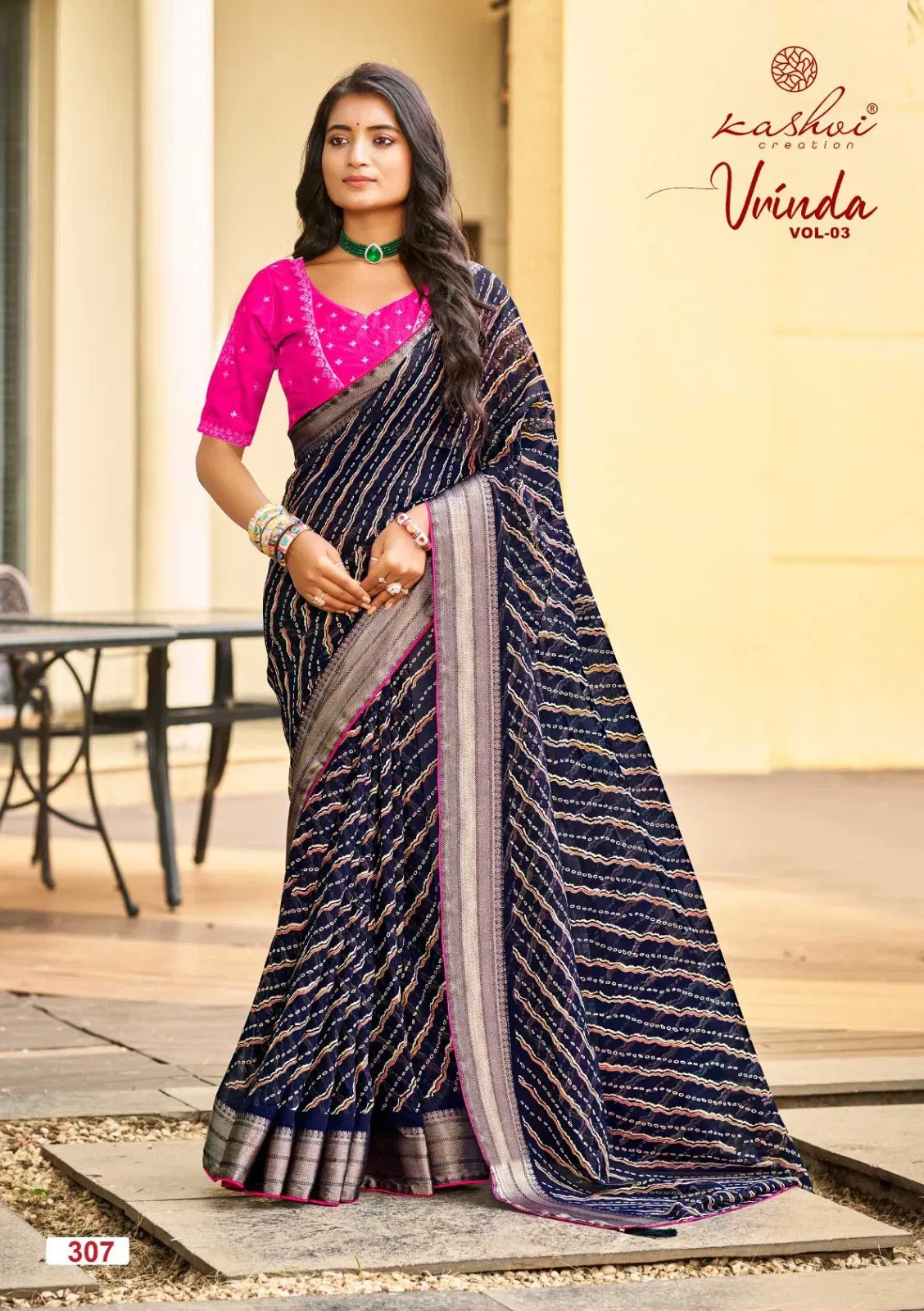 Buy Kashvi Vrinda Vol 3 Marshmello With Zari Border Saree Collection Wholesale 2026