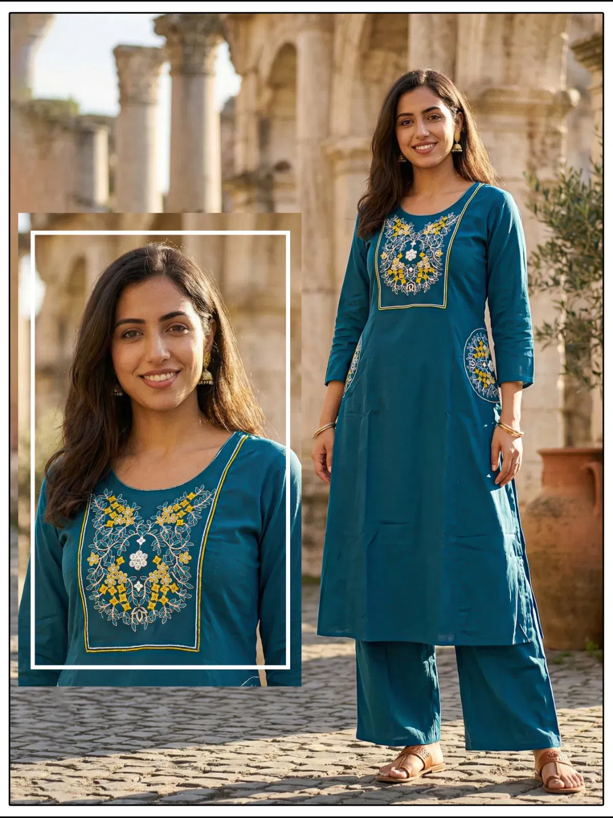 Buy Naisha K 647 Dhabu Cotton With Work Kurti and Pant Collection Wholesale 2026