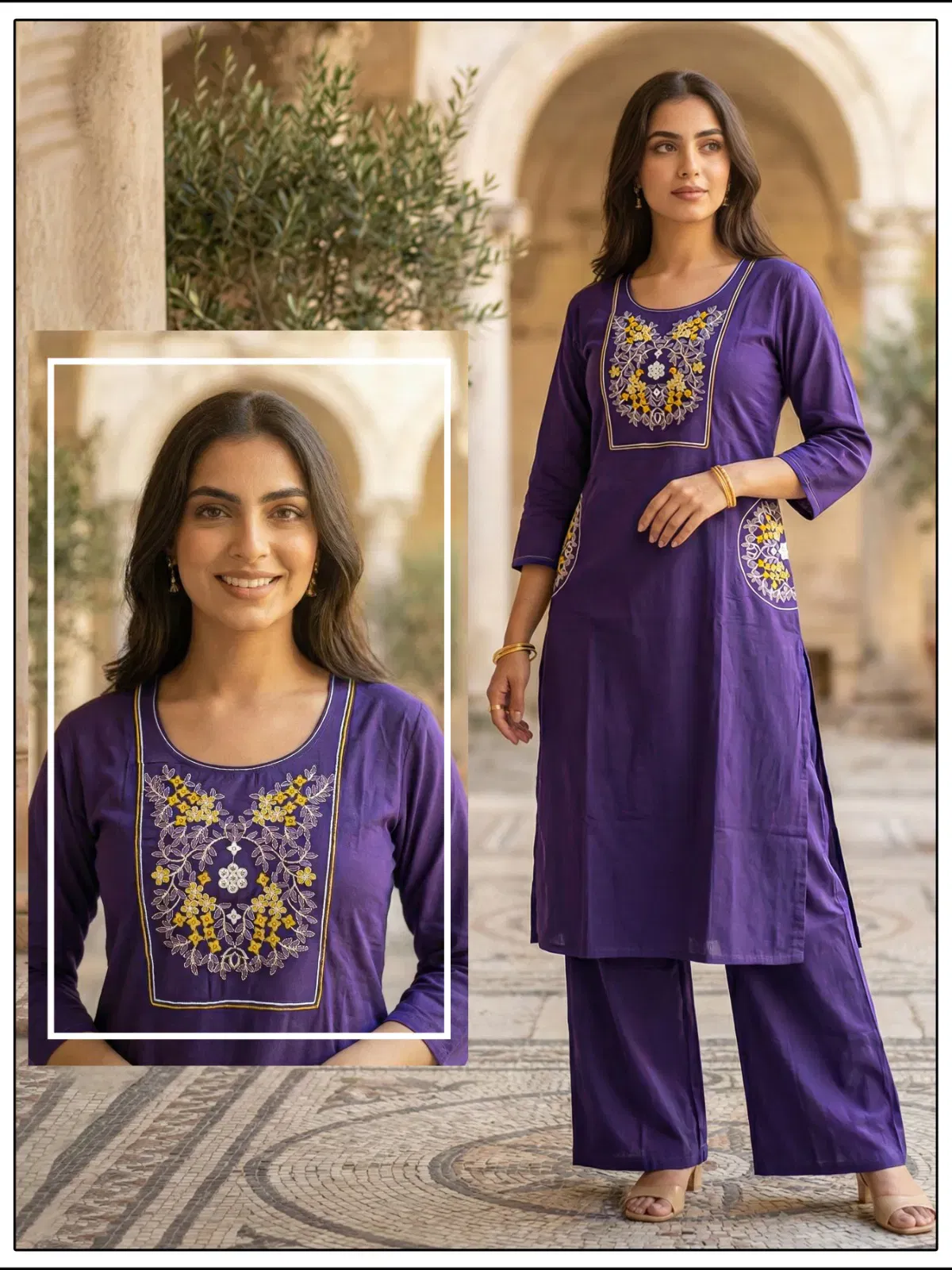 Buy Naisha K 647 Dhabu Cotton With Work Kurti and Pant Collection Wholesale 2026