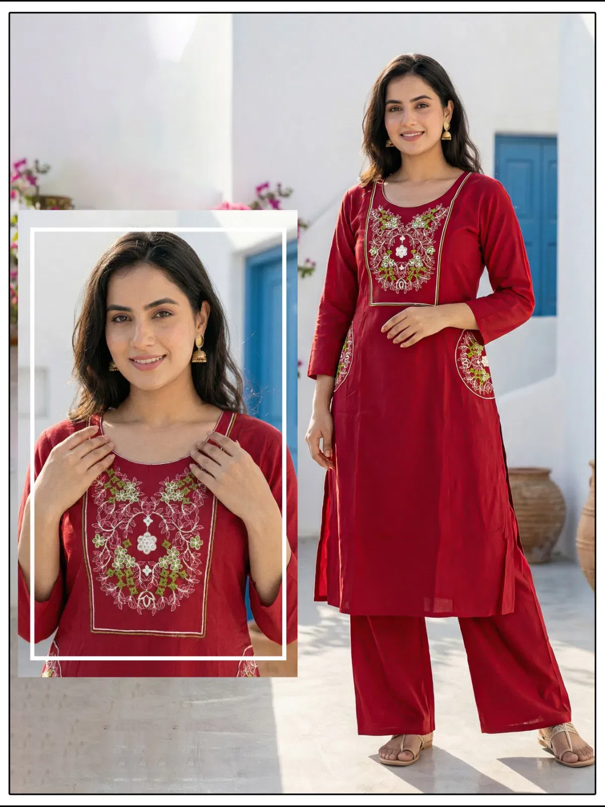 Buy Naisha K 647 Dhabu Cotton With Work Kurti and Pant Collection Wholesale 2026