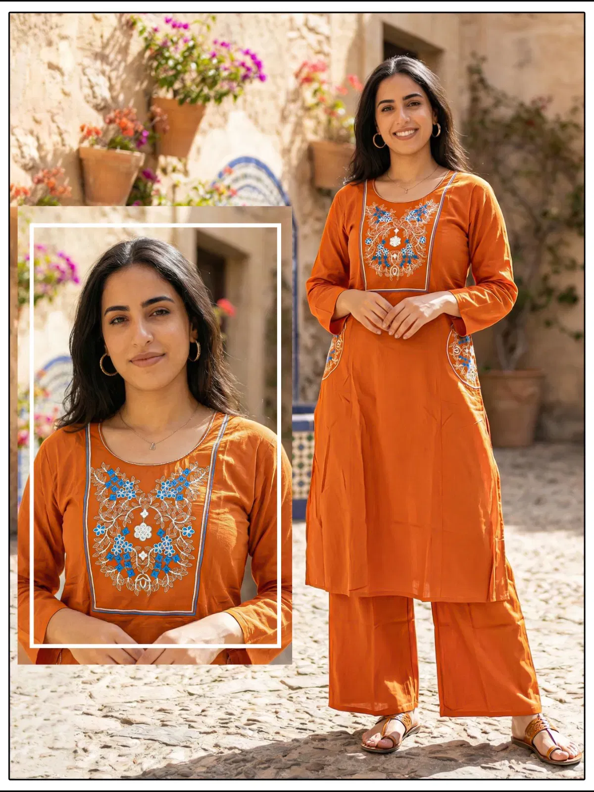 Buy Naisha K 647 Dhabu Cotton With Work Kurti and Pant Collection Wholesale 2026