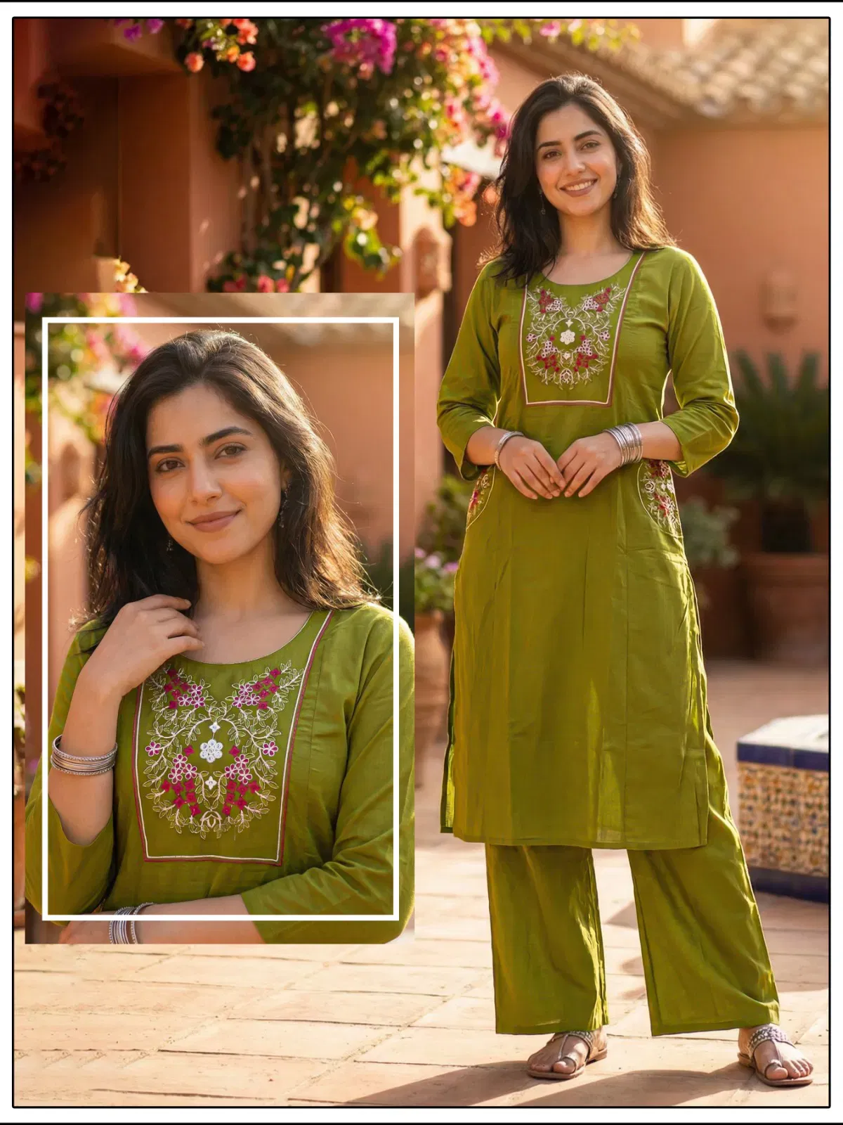 Buy Naisha K 647 Dhabu Cotton With Work Kurti and Pant Collection Wholesale 2026