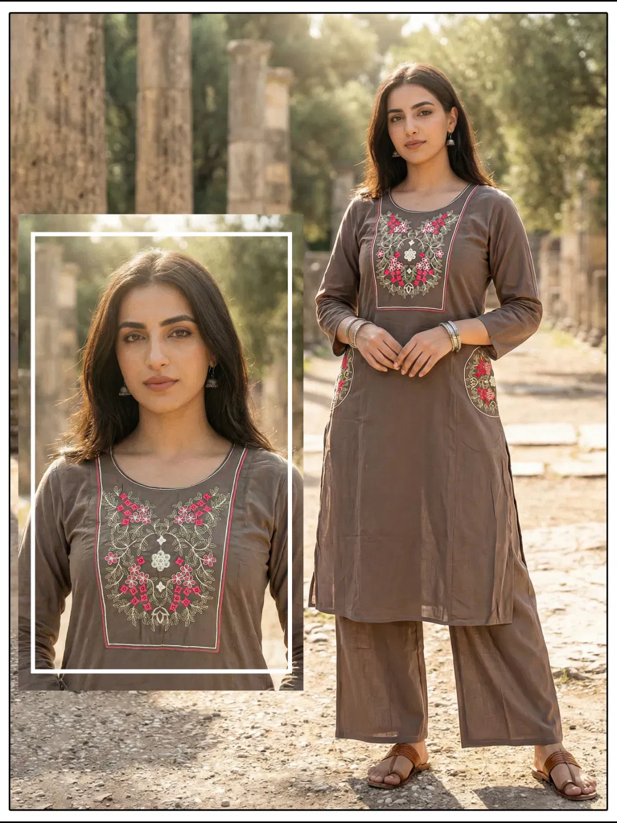 Buy Naisha K 647 Dhabu Cotton With Work Kurti and Pant Collection Wholesale 2026
