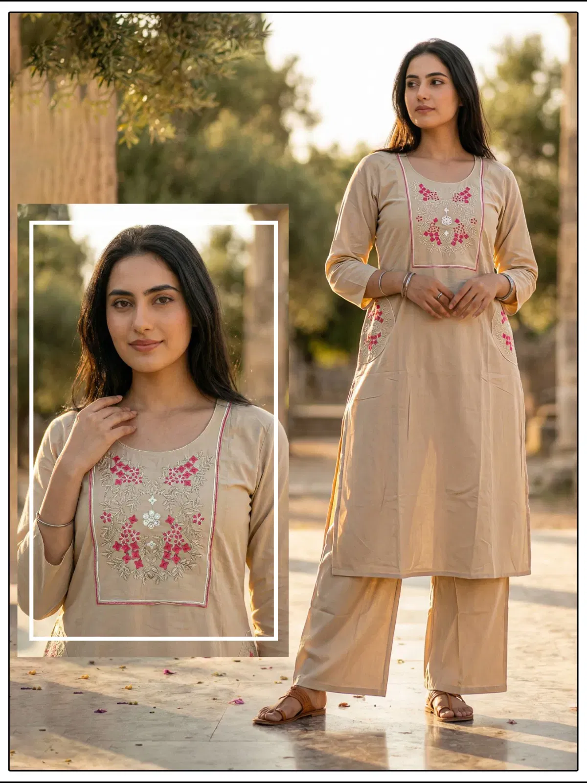 Buy Naisha K 647 Dhabu Cotton With Work Kurti and Pant Collection Wholesale 2026