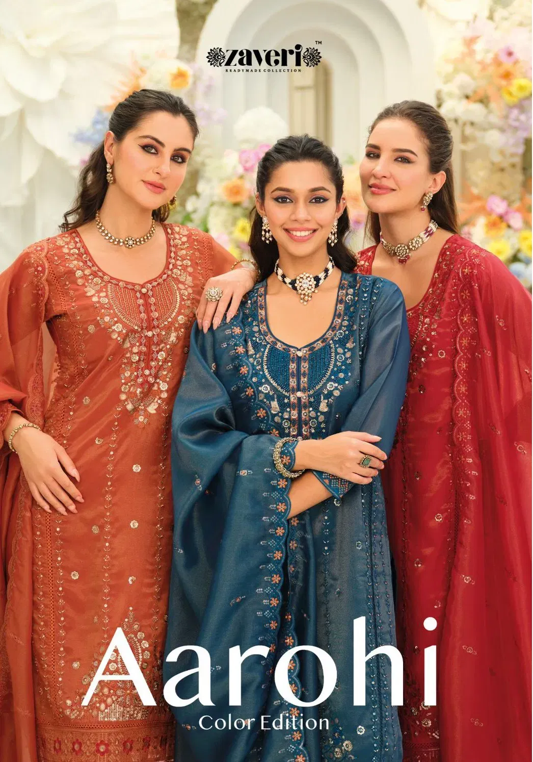 Zaveri Aarohi Simar With Embroidery Work Top Bottom And Dupatta Collection Wholesale