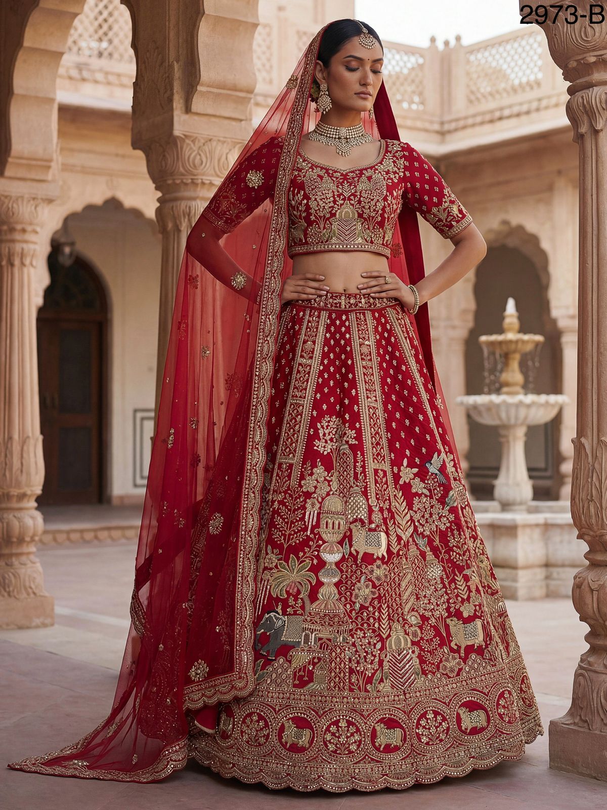 Buy Anjani 2973 Attractive Elephant Embroidered Perfect Bridal Lehenga choli with Double Dupatta Collection Wholesale 2026