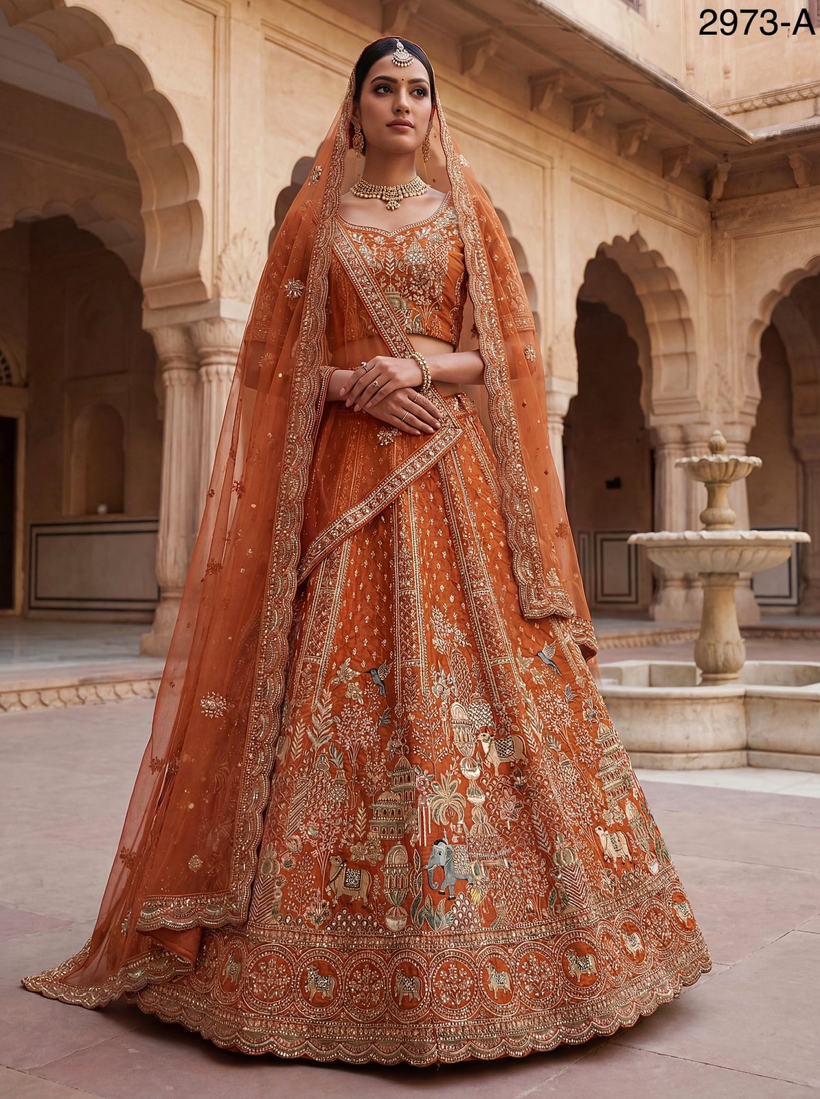 Buy Anjani 2973 Attractive Elephant Embroidered Perfect Bridal Lehenga choli with Double Dupatta Collection Wholesale 2026