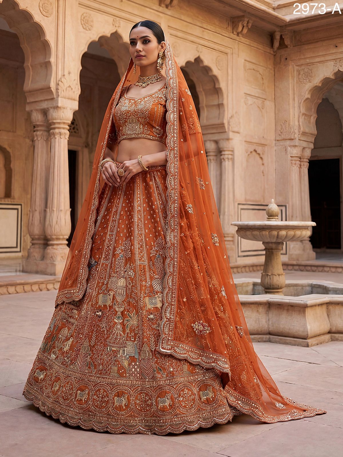 Buy Anjani 2973 Attractive Elephant Embroidered Perfect Bridal Lehenga choli with Double Dupatta Collection Wholesale 2026