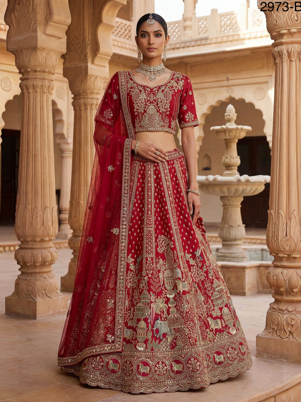 Buy Anjani 2973 Attractive Elephant Embroidered Perfect Bridal Lehenga choli with Double Dupatta Collection Wholesale 2026