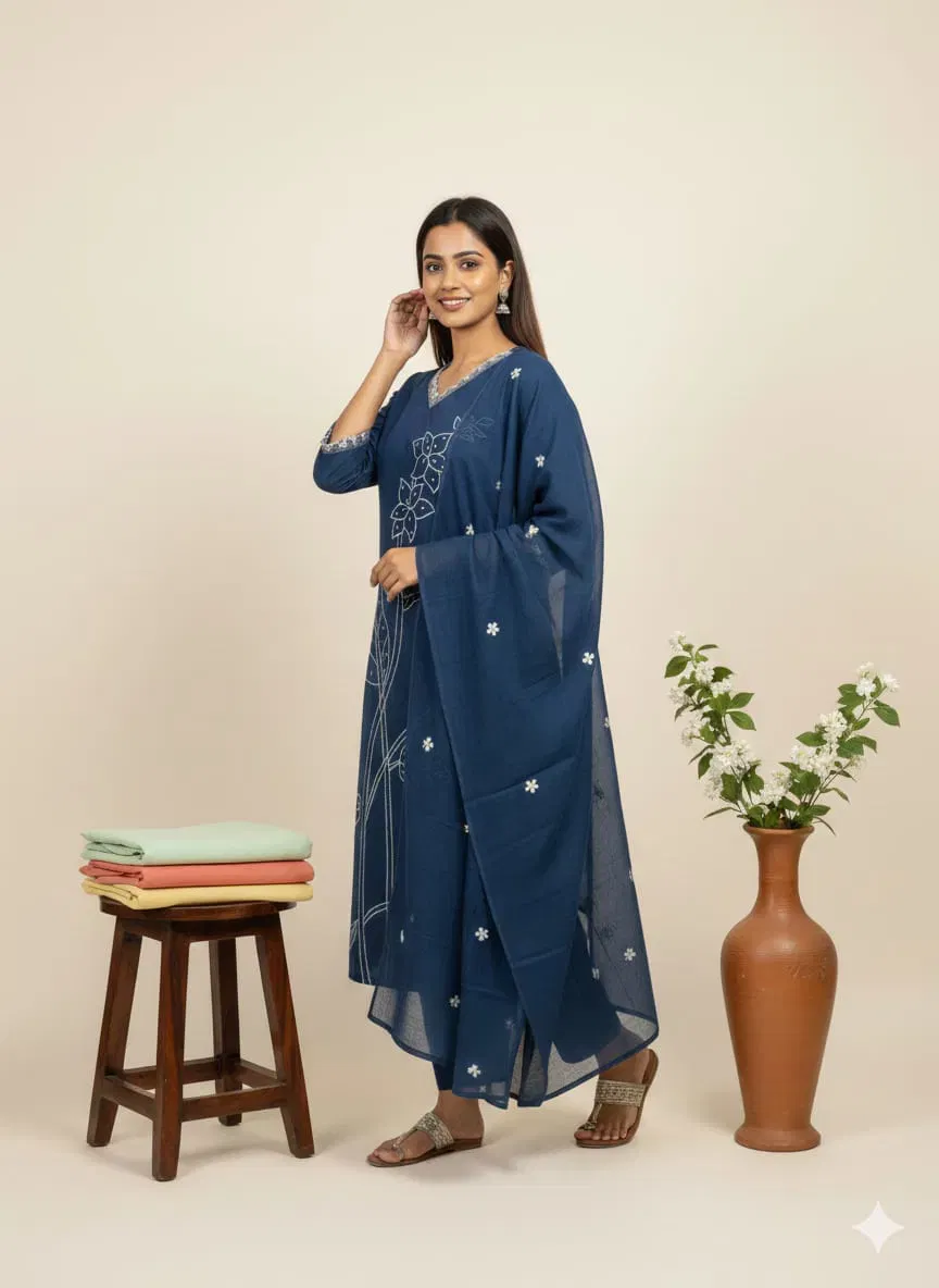 Beautiful Naisha K 652 Cotton With Embroidered Kurti Pant And Dupatta Collection Wholesale 2026
