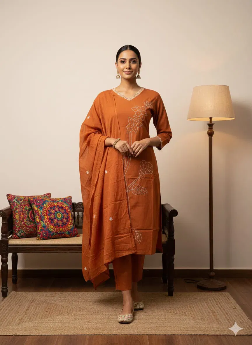 Beautiful Naisha K 652 Cotton With Embroidered Kurti Pant And Dupatta Collection Wholesale 2026