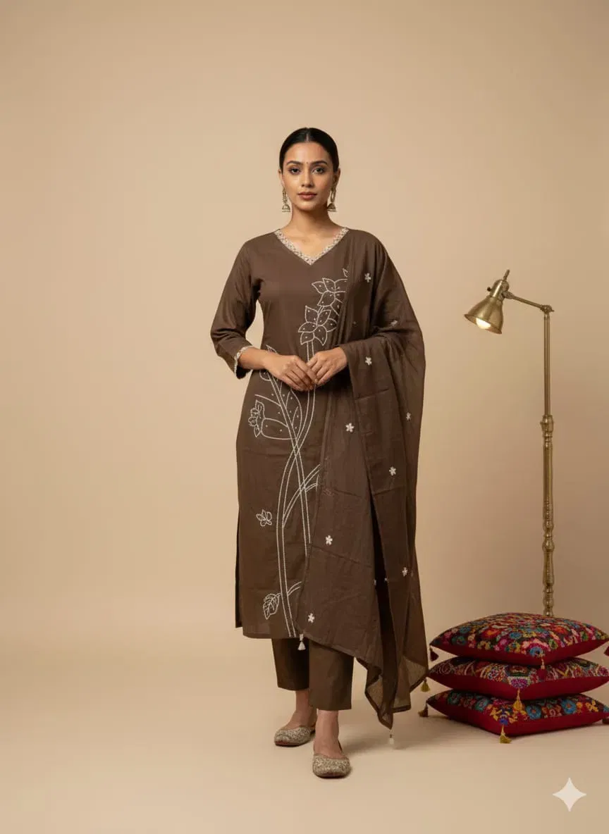 Beautiful Naisha K 652 Cotton With Embroidered Kurti Pant And Dupatta Collection Wholesale 2026