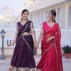 NCO 4 Dola Silk Meena Weaving Sequins Coding Embroidery Lehenga Choli Wholesale