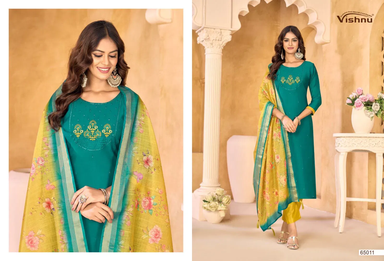 Latest Vishnu Samrastha Mul Chanderi With Work Designer Dress Material Wholesale 2026