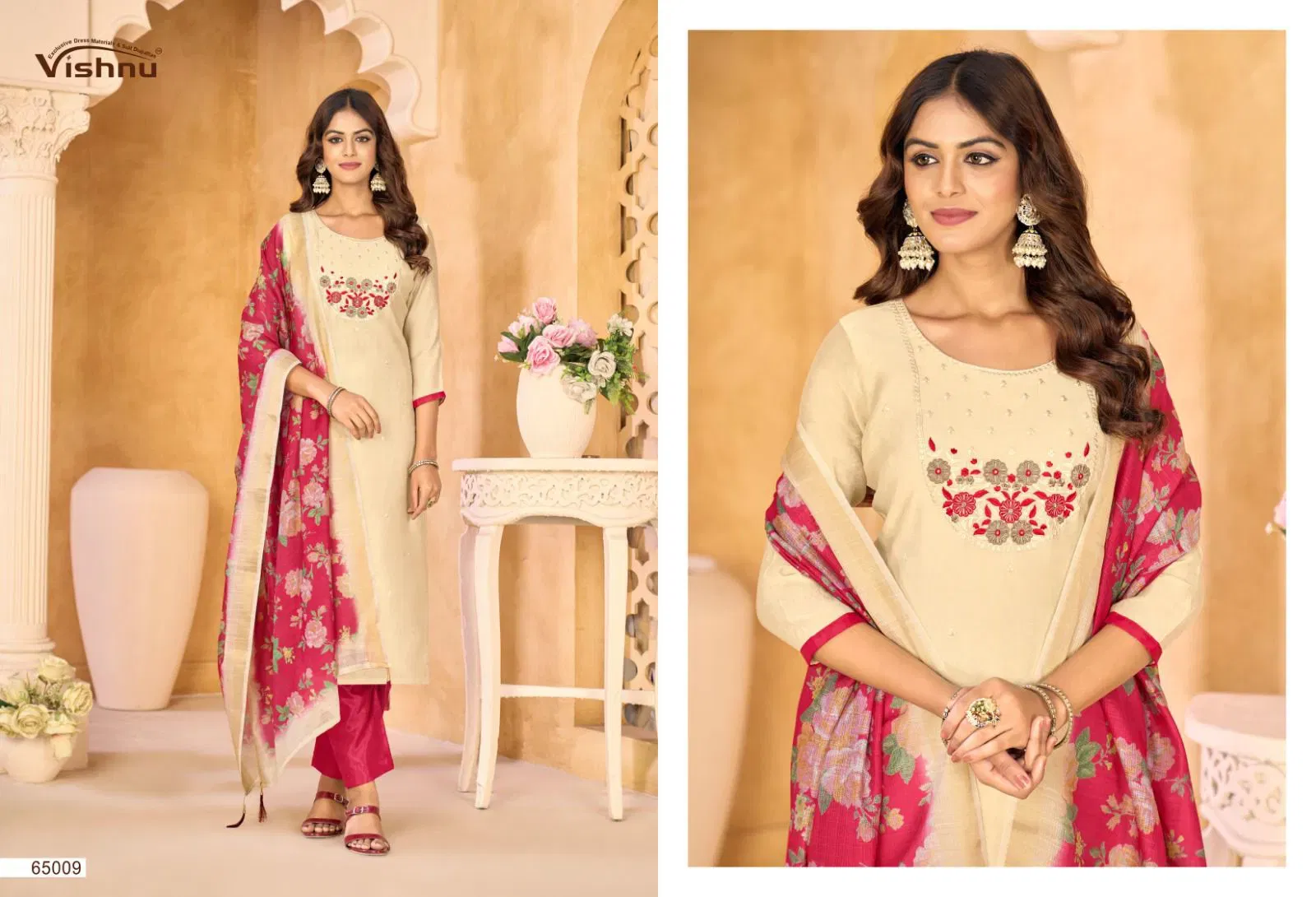 Latest Vishnu Samrastha Mul Chanderi With Work Designer Dress Material Wholesale 2026