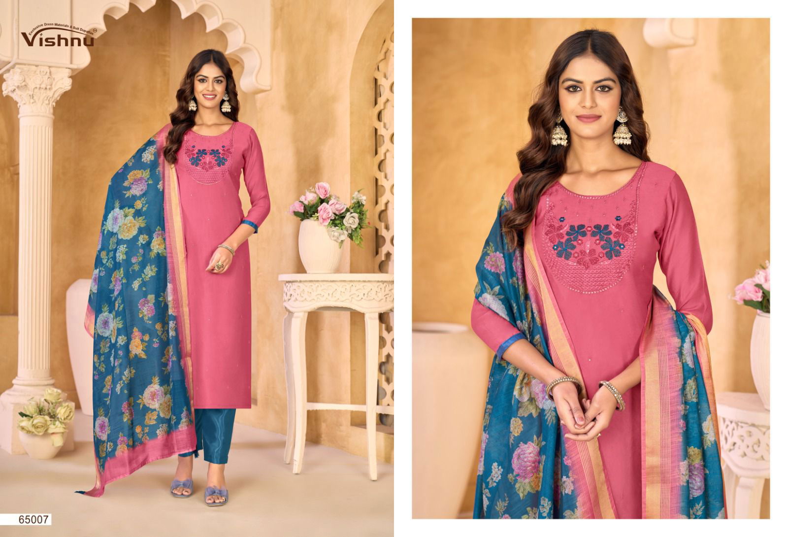 Latest Vishnu Samrastha Mul Chanderi With Work Designer Dress Material Wholesale 2026