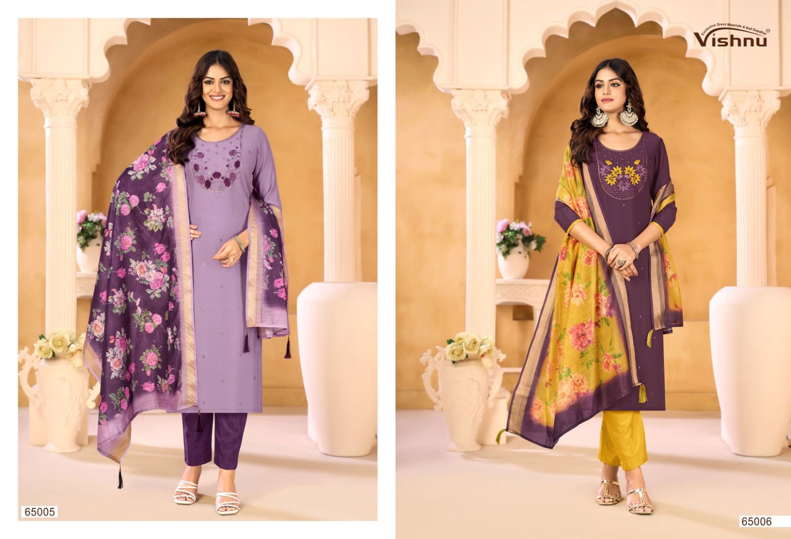 Latest Vishnu Samrastha Mul Chanderi With Work Designer Dress Material Wholesale 2026
