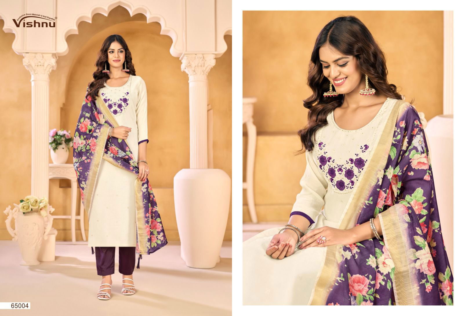 Latest Vishnu Samrastha Mul Chanderi With Work Designer Dress Material Wholesale 2026