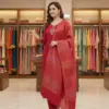 NCO 5 Pure Viscose Chanderi Sequins Coding Embroidery Kurti Bottom With Dupatta Wholesale