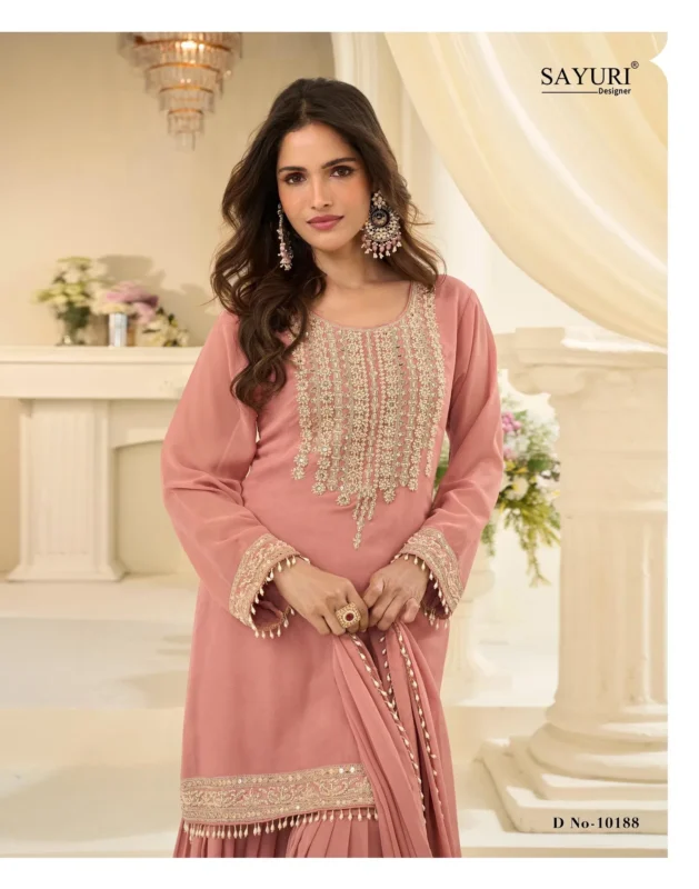 Stylish Sayuri Bansuri Georgette With Embroidered Work Top Bottom And Dupatta Wholesale 2026
