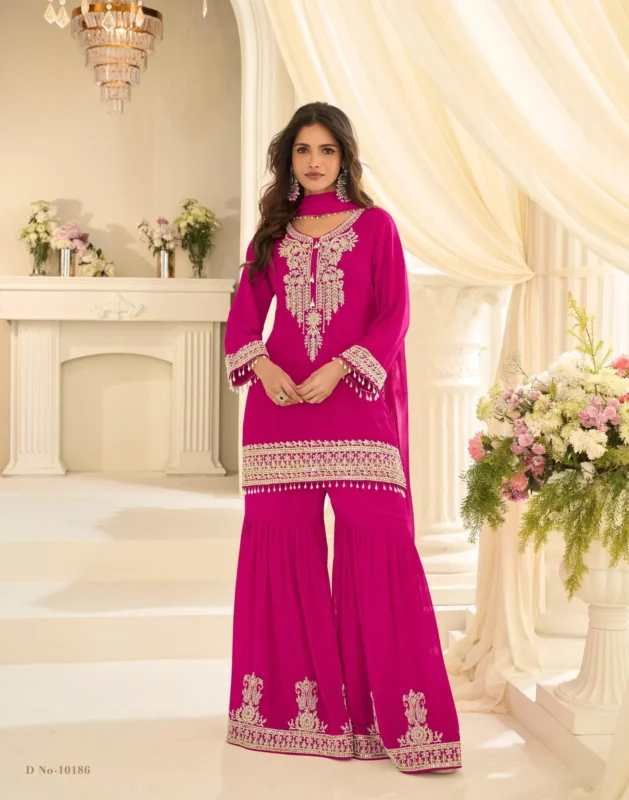 Stylish Sayuri Bansuri Georgette With Embroidered Work Top Bottom And Dupatta Wholesale 2026