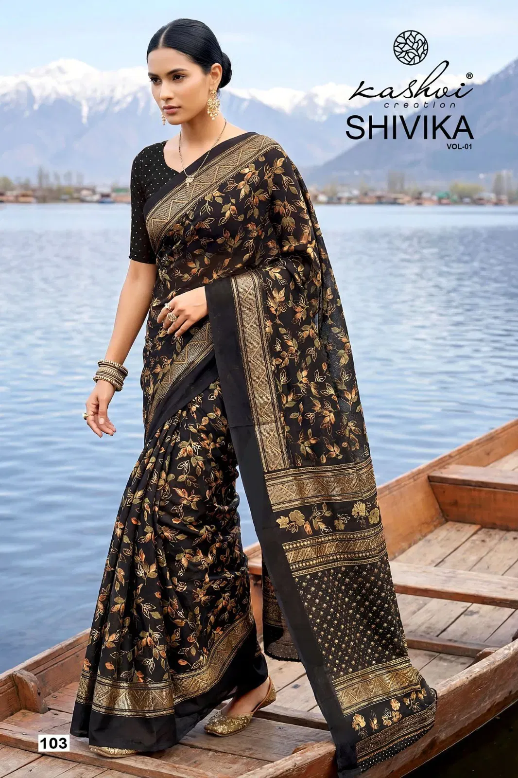 Latest Kashvi Shivika Vol 1 Black Moss Foil Print Casual Wear Saree Collection Wholesale 2026