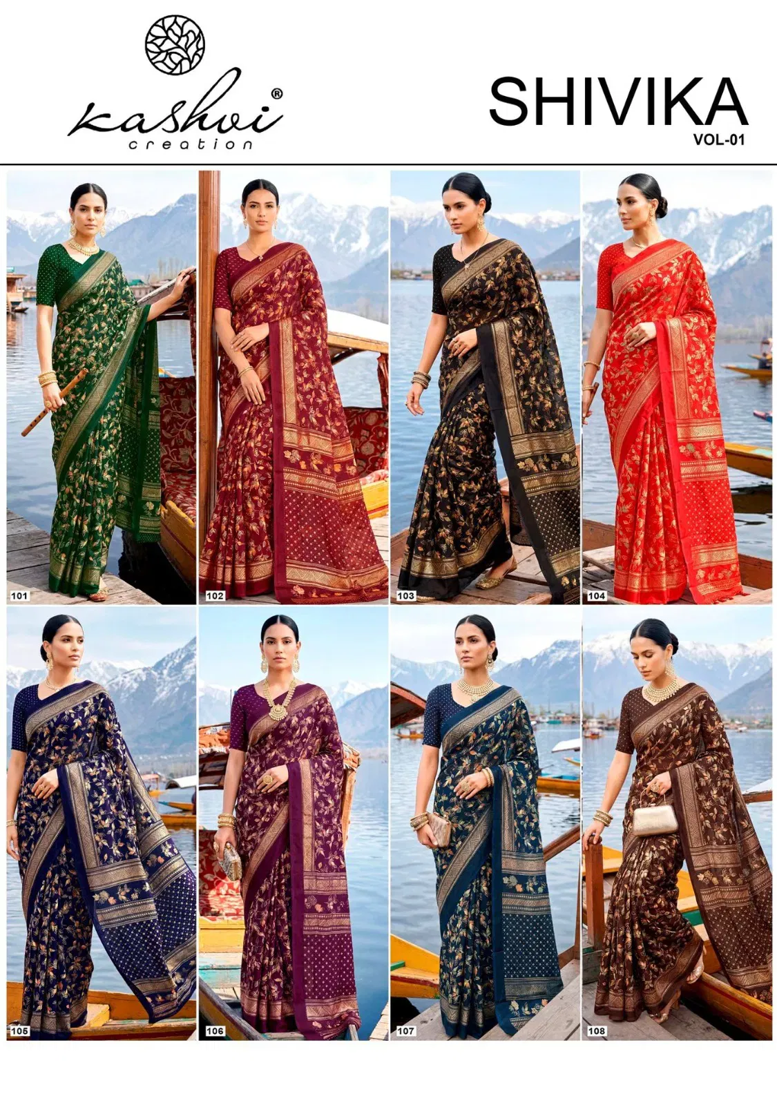 Latest Kashvi Shivika Vol 1 Black Moss Foil Print Casual Wear Saree Collection Wholesale 2026
