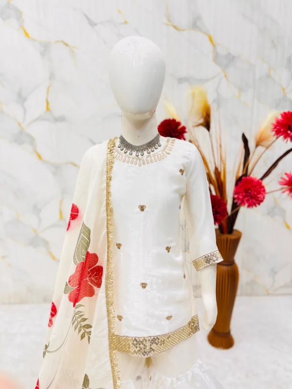 Buy OC 241 GMY Silk Kids Top With Sharara And Dupatta Wholesale 2026