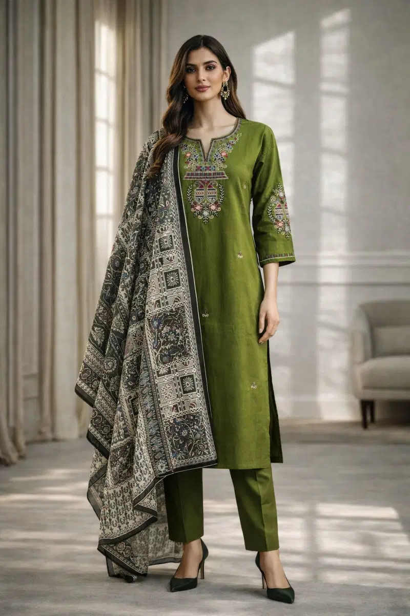 Beautiful Naisha K 656 Dhabu Cotton With Embroidered Work Top Bottom And Dupatta Wholesale 2026
